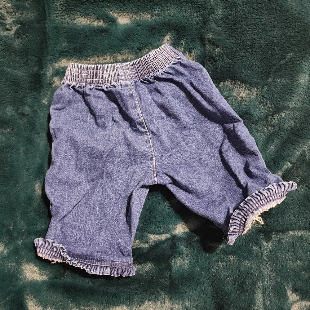 Vintage Baby GAP‎ Blue Denim Ruffled Shorts 6-12mo